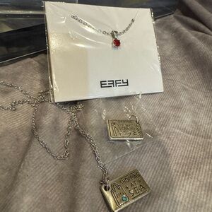 Effy Silver Necklace with‎ Red and Blue Accents plus Charms